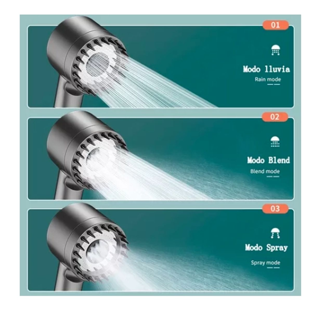 GENERICO - Rociador De Ducha + Manguera De 1,5 M,regadera Alta Presion