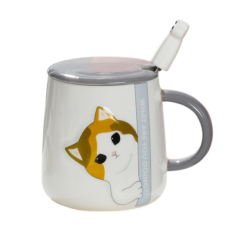 GENERICO - Tazón Mug Con Diseños De Gatos Incluye Tapa Y Cuchara