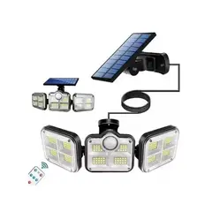 GENERICO - Luz Solar Foco Triple Cabezal Con Sensor De Movimientos Negro