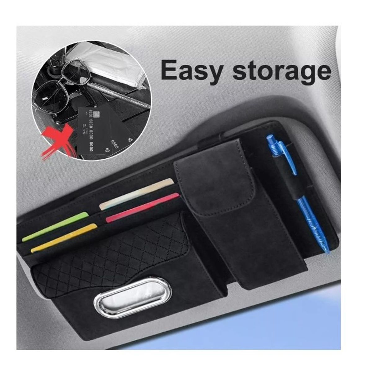 GENERICO - Ecocuero Organizador Auto Respaldo De Parasol Tarjetero