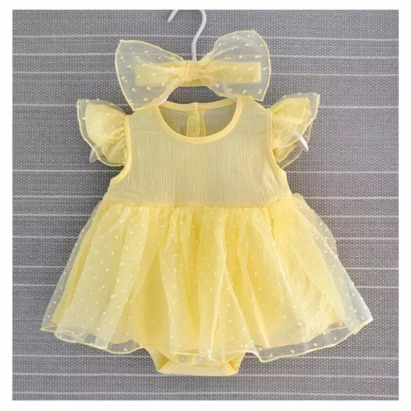 GENERICO - VESTIDO BEBÉ NIÑA AMARILLO PEQUEÑA LUZ