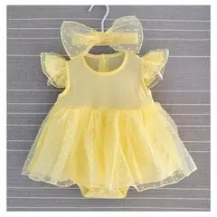 GENERICO - VESTIDO BEBÉ NIÑA AMARILLO PEQUEÑA LUZ