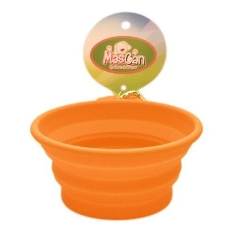 MASCAN - Plato Plegable Silicona Simple Naranjo Talla L Perro.