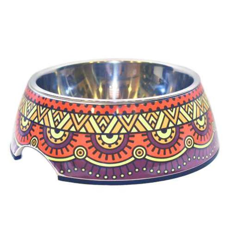 MASCAN - Plato Melamina Motivo Redondo Morado Talla L Perro