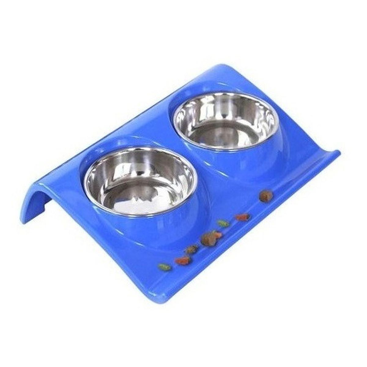 MASCAN - Plato Melamina Doble Z Talla M Azul Perro Mascan