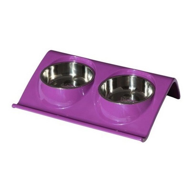 MASCAN - Plato Melamina Doble Z Talla S Morado Perro Mascan