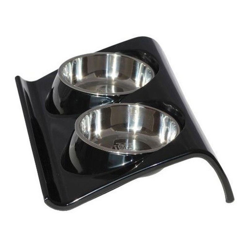 MASCAN - Plato Melamina Doble Z Talla M Negro Perro Mascan