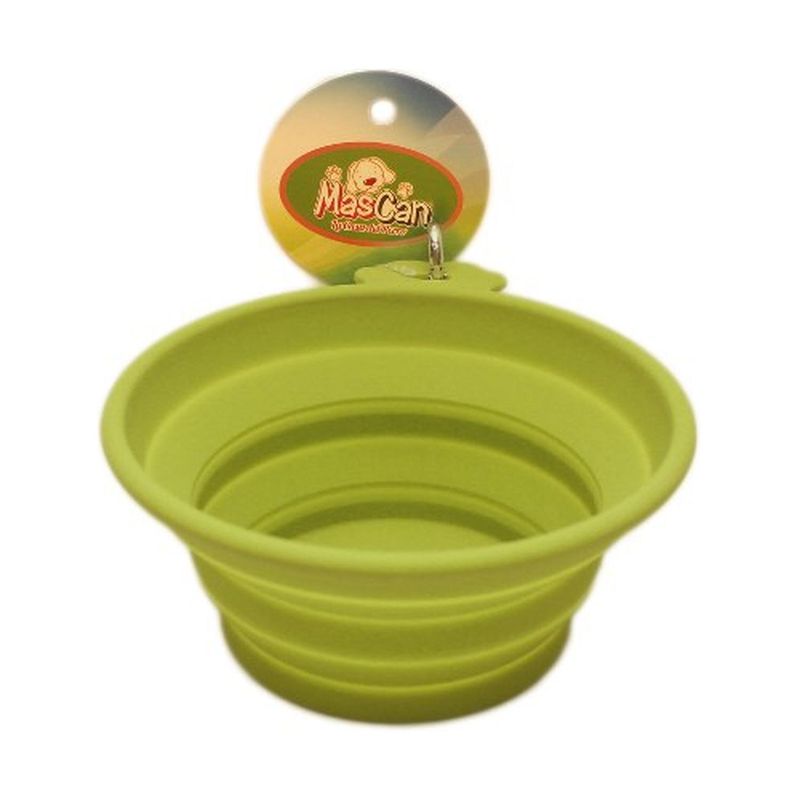 MASCAN - Plato Plegable Silicona Simple Verde Talla L Perro.