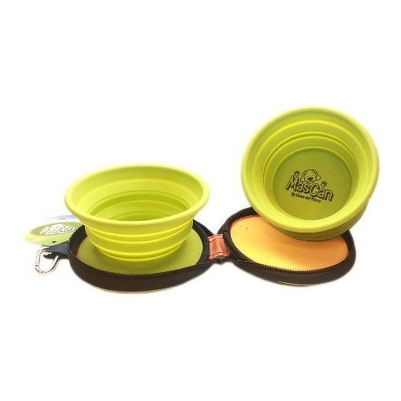 MASCAN - Plato Plegable Silicona Doble Verde Talla M Perro.