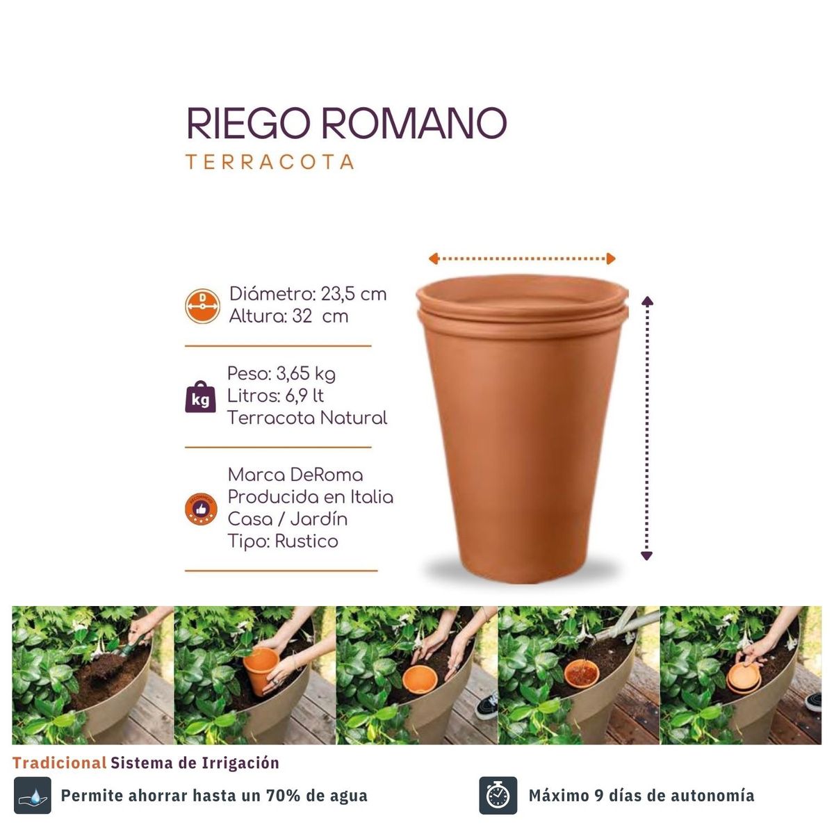 DEROMA - Riego Romano 32 cm Terracota Deroma