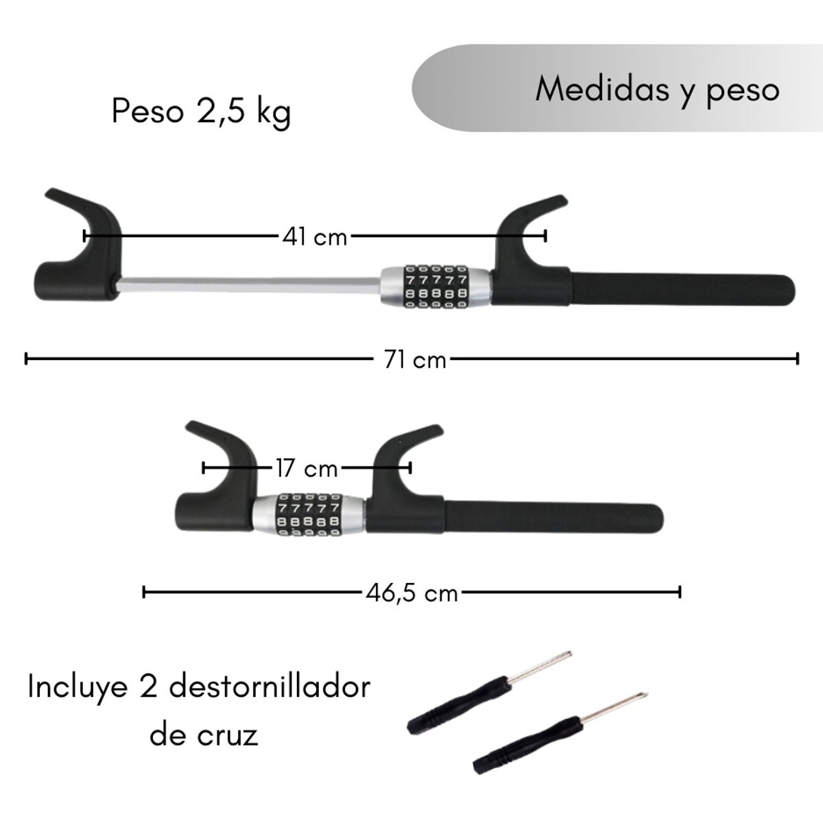 GENERICO - Traba Volante Con Codigo Antirrobo Universal Trabavolante