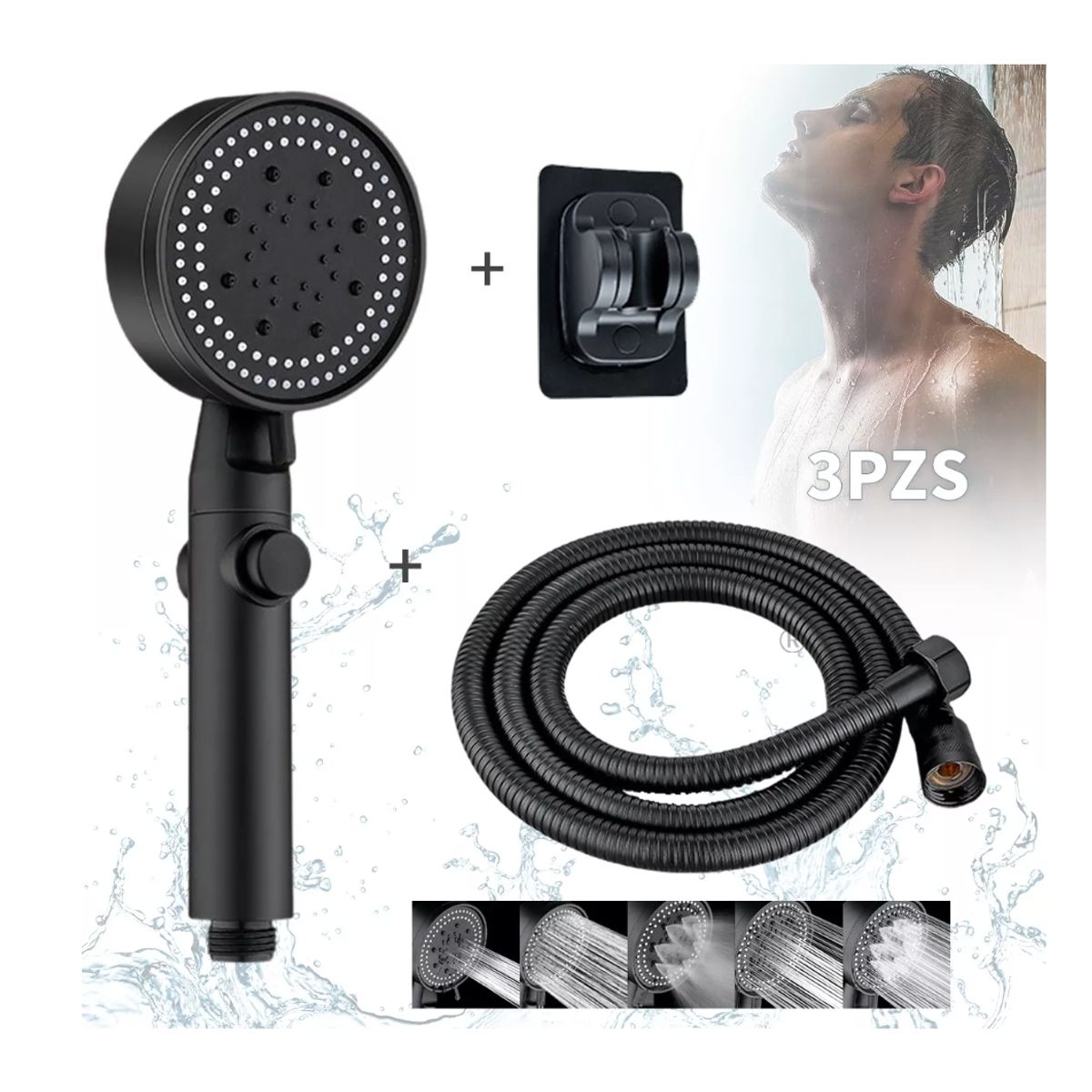 GENERICO - Kit Manguera Flexible Y Ducha Challa 1.5 Metros + Soporte