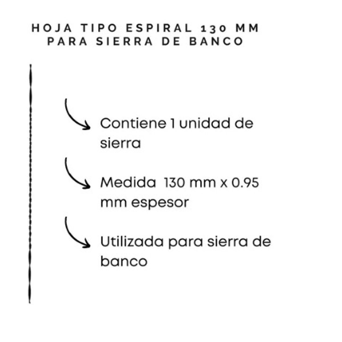 GENERICO - Sierra Tipo Espiral Para Sierra De Banco 130mm