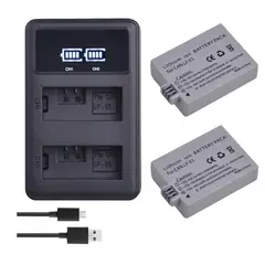 GENERICO - 2 BATERÍAS LP-E5 + CARGADOR DOBLE LC-E5 ALTERNATIVO CANON