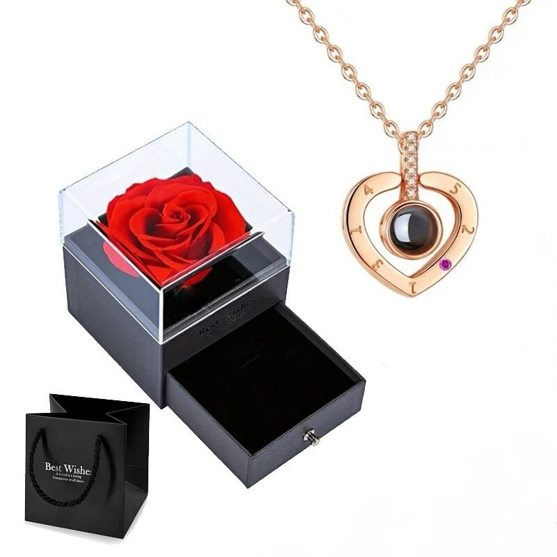 GENERICO - Regalo para parejas Rosa Artificial+collar  Detalle san Valentín