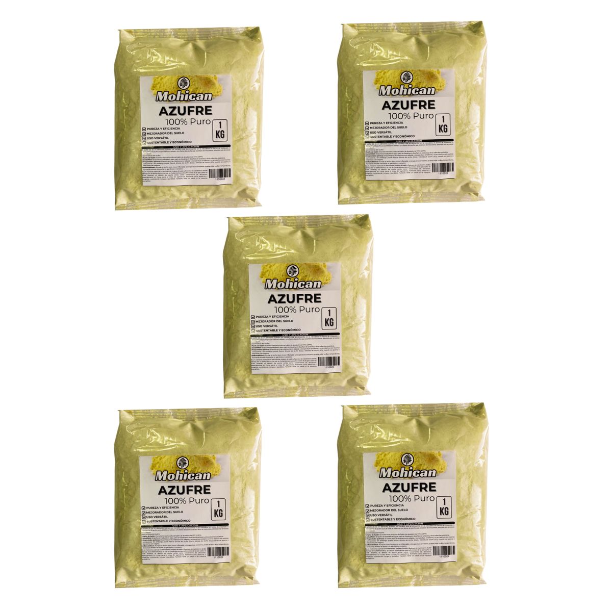 MOHICAN - PROMO 5 X FERTILIZANTE AZUFRE MOHICAN BOLSA 1 KG