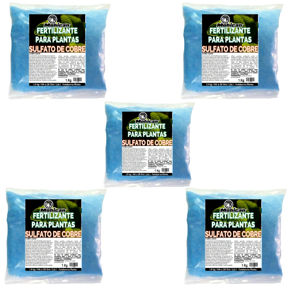 MOHICAN - PROMO 5 X FERTILIZANTE PLANTAS SULFATO COBRE 1 KG