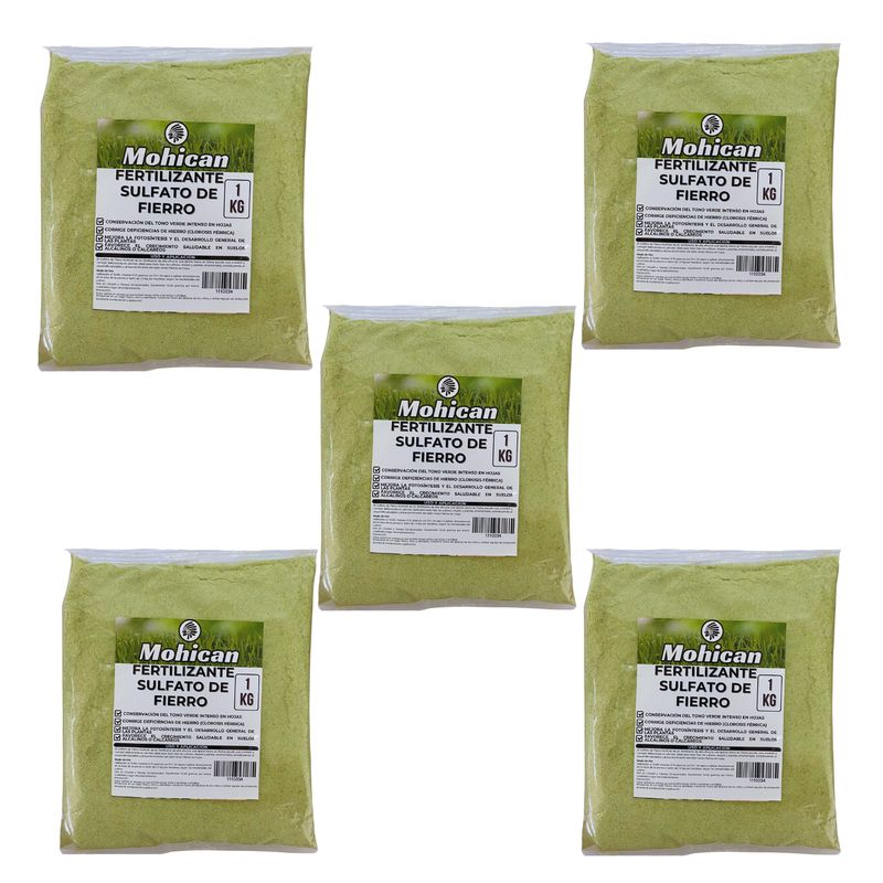 MOHICAN - PROMO 5 X FERTILIZANTE SULFATO DE FIERRO MOHICAN BOLSA 1 KG