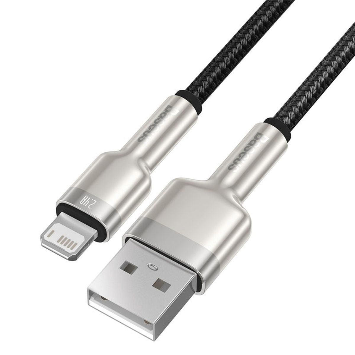 BASEUS - Cable Carga Metálico Baseus USB a Lightning de 25 cm Negro