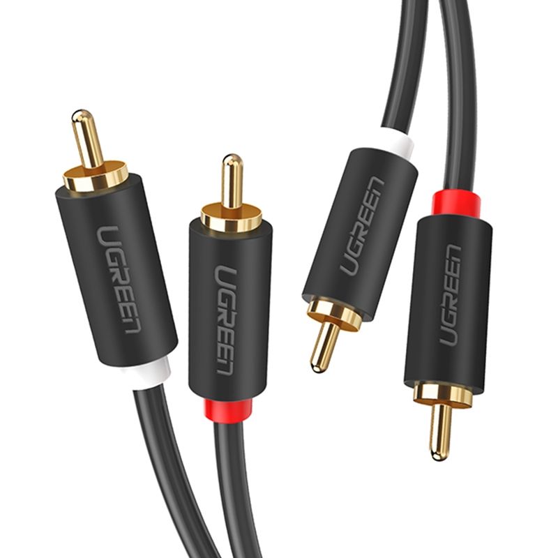 UGREEN - Cable de Audio 2RCA a 2RCA M/M 3 Metros Negro  AV104