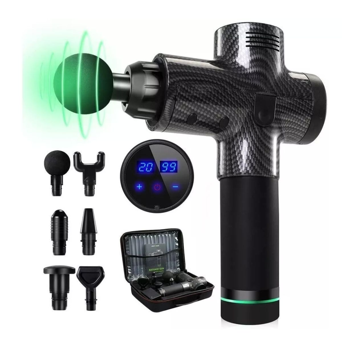 GENERICO - Masajedor Muscular Pistola Masaje Nivel 30 Digital Lcd Touch