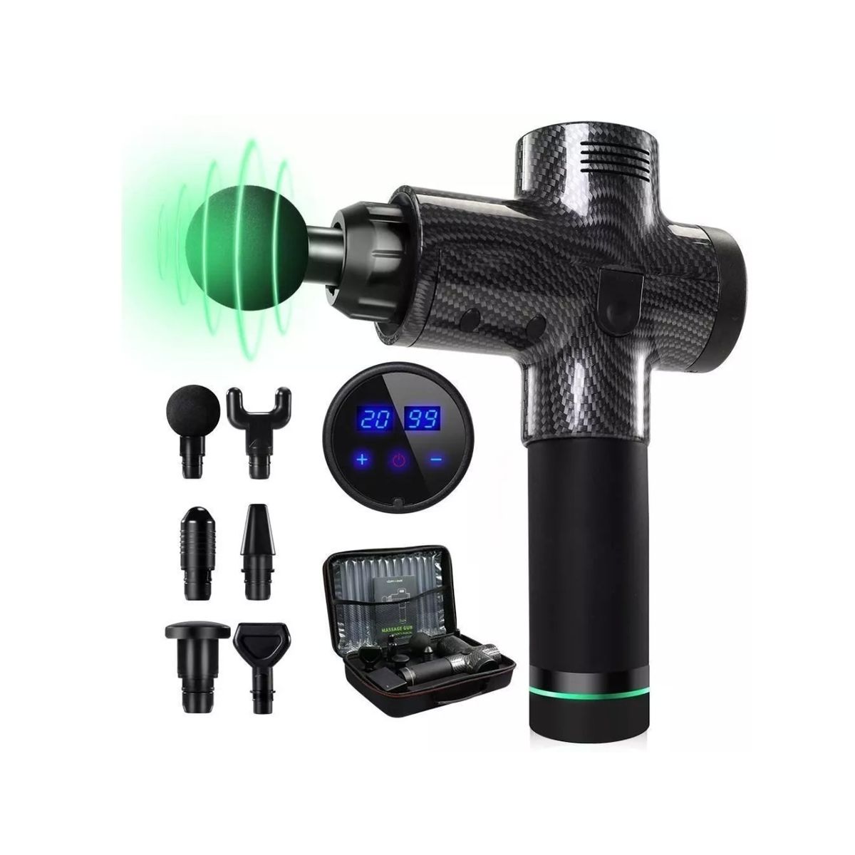 GENERICO - Masajedor Muscular Pistola Masaje Nivel 30 Digital Lcd Touch