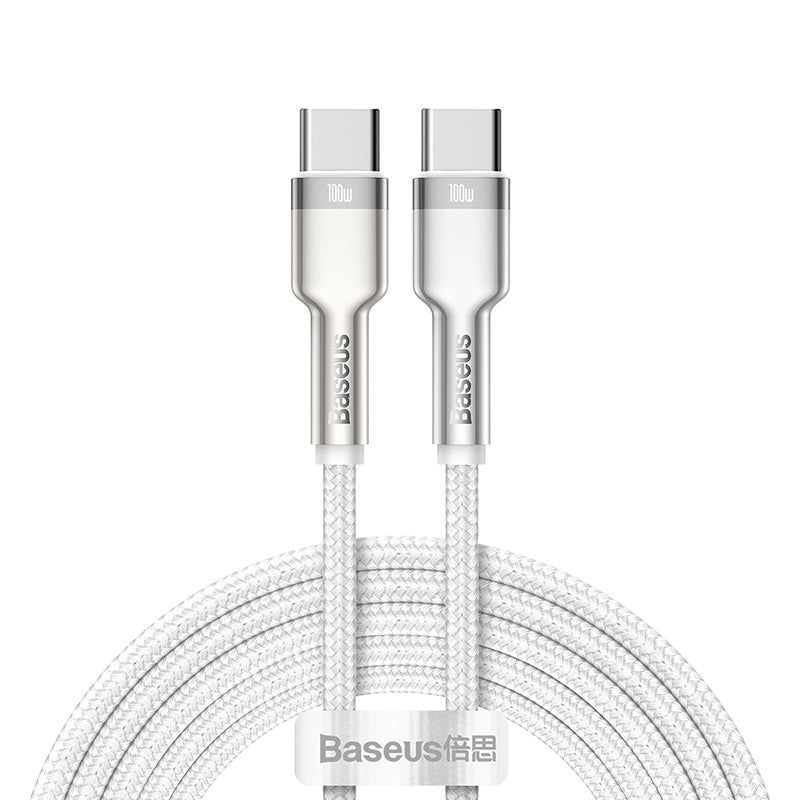 BASEUS - Cable Baseus CATJK-D02 100W Tipo-C a Tipo-C Blanco