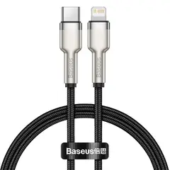 BASEUS - Cable Carga Rápida Metálico Tipo-C a Lightning 25 cm 20W Negro