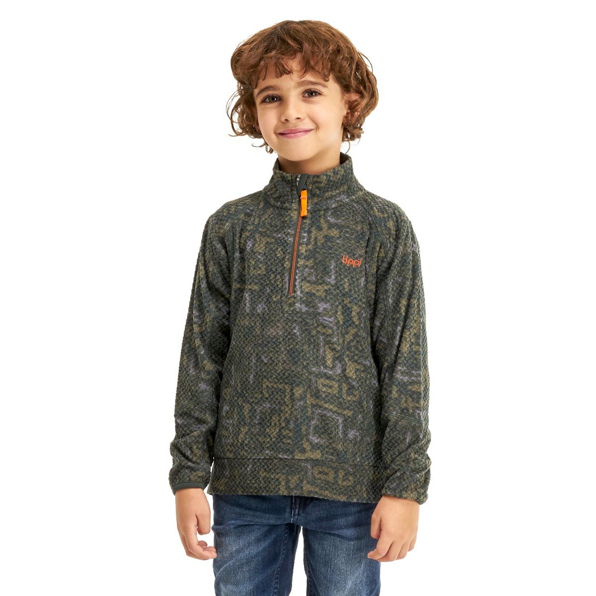 LIPPI - Poleron Niño Saltamontes Nano-F 1/4 Zip Print Verde Lippi