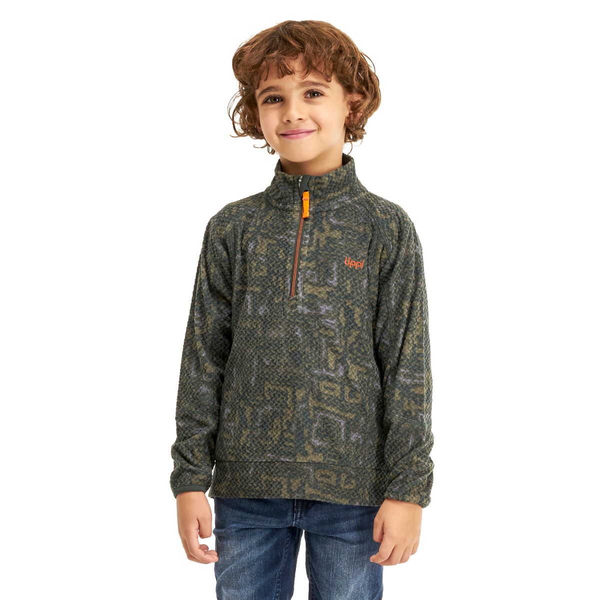 LIPPI - Poleron Niño Saltamontes Nano-F 1/4 Zip Print Verde Lippi