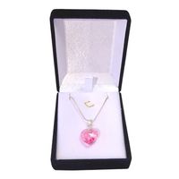 Cadena De Plata Cobra Corazón De Cristal Rosa