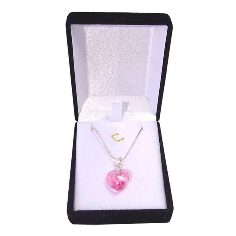 MABELITA - Cadena De Plata Cobra Corazón De Cristal Rosa