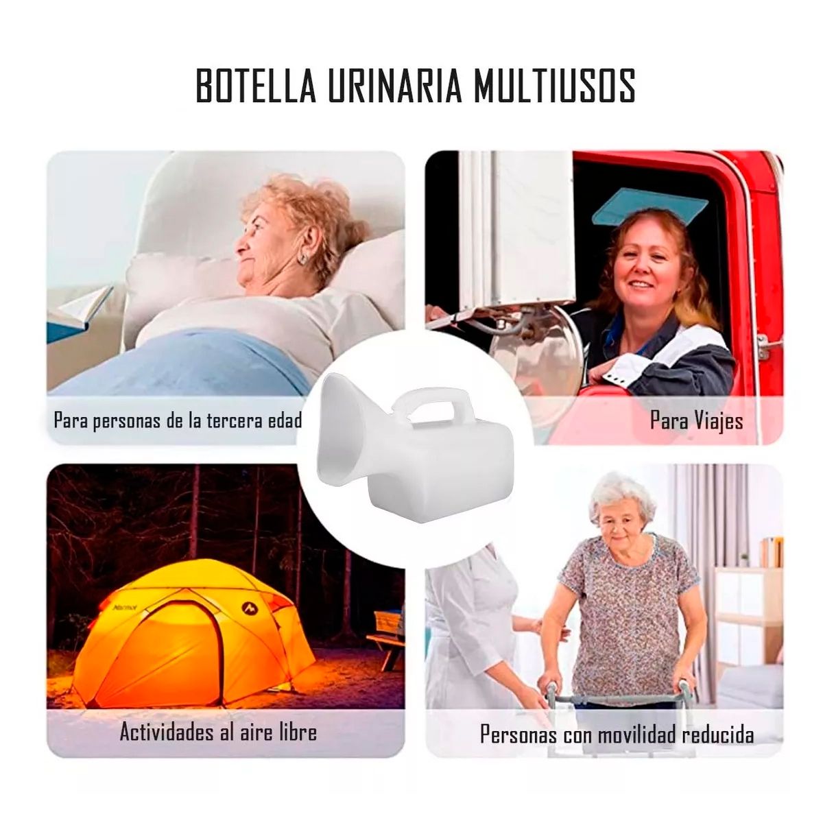 GENERICO - Pato Urinario Femenino Cuello Corto Portatil 1 Lt Plastico