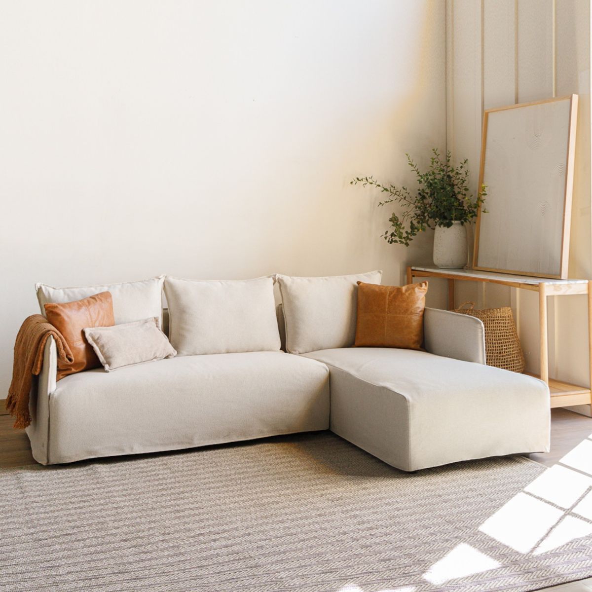 AMOBLE - Sofa Seccional Carim Derecho Beige Amoblé