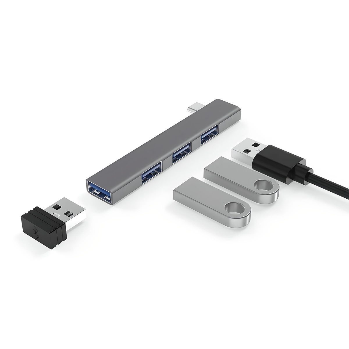 GENERICO - Hub Usb-c Multiplicador 4 Puertos Usb Luz Pc Notebook Full