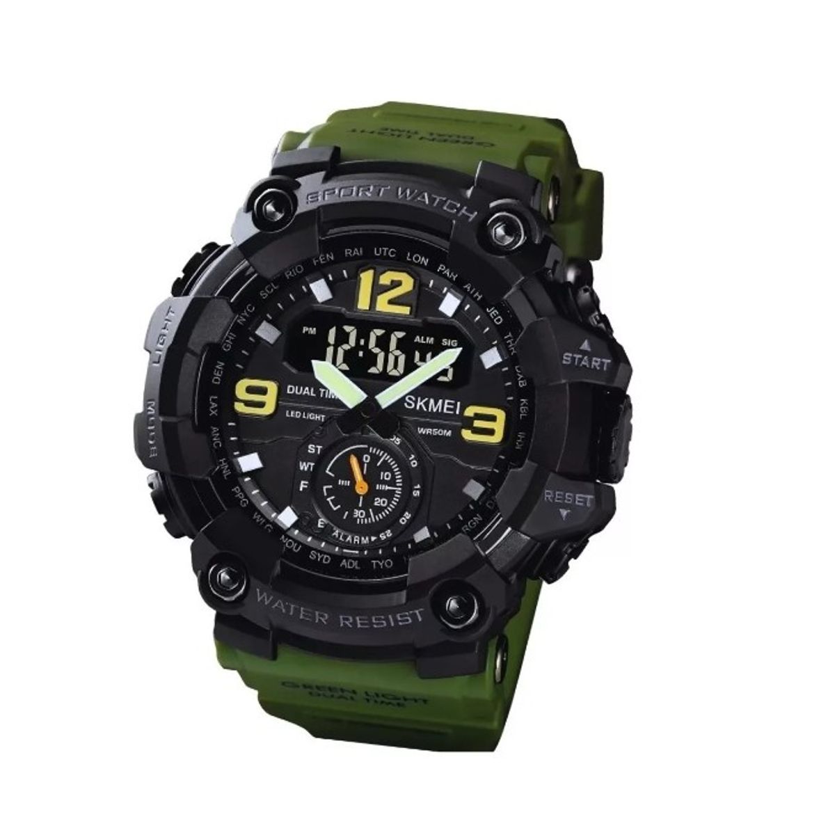 GENERICO - Reloj Militar Táctico Skmei Sumergible Cronometro Alarma Verde