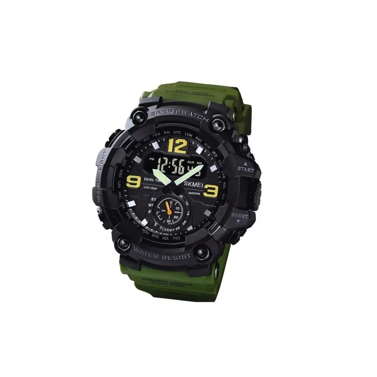 GENERICO - Reloj Militar Táctico Skmei Sumergible Cronometro Alarma Verde