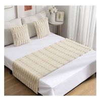 Set Piecera + 2 Fundas Cojín Tipo Piel Modelo Bambú Color Beige