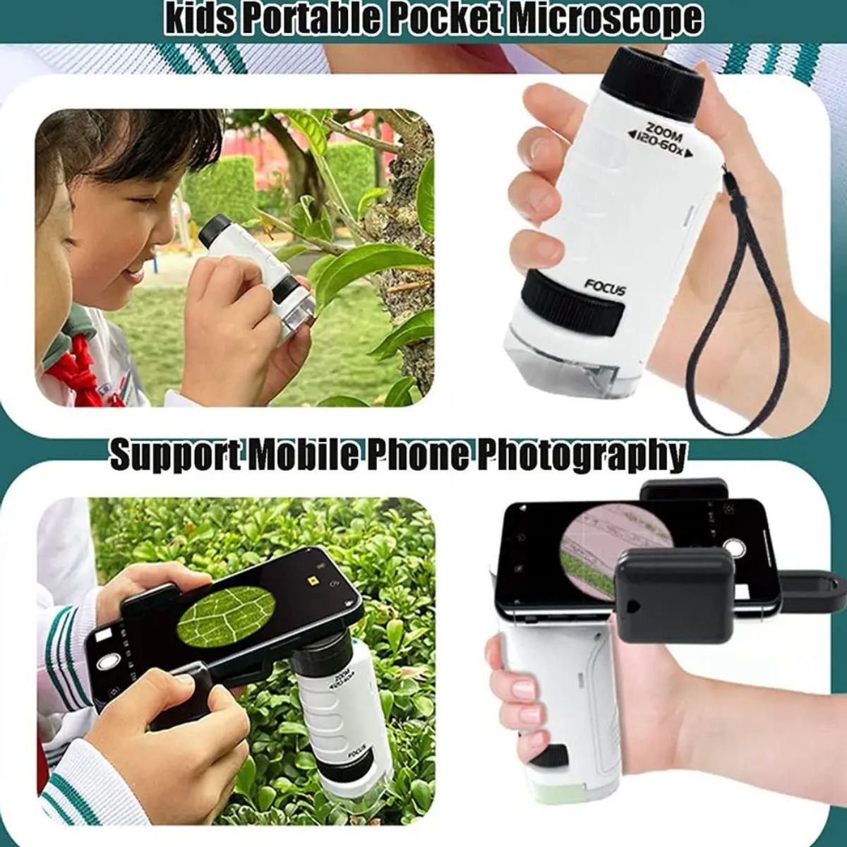 GENERICO - Microscopio Lupa De Bolsillo Luz Led 60x