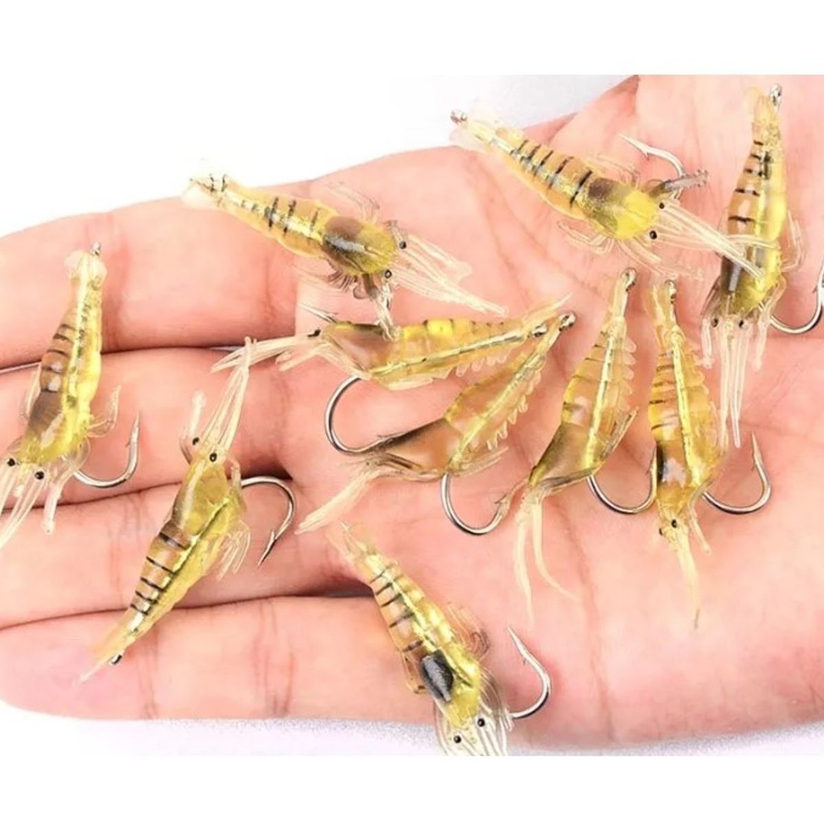 GENERICO - 10 Señuelos Cebo Pesca Blando Tipo Camarón Fluorescente