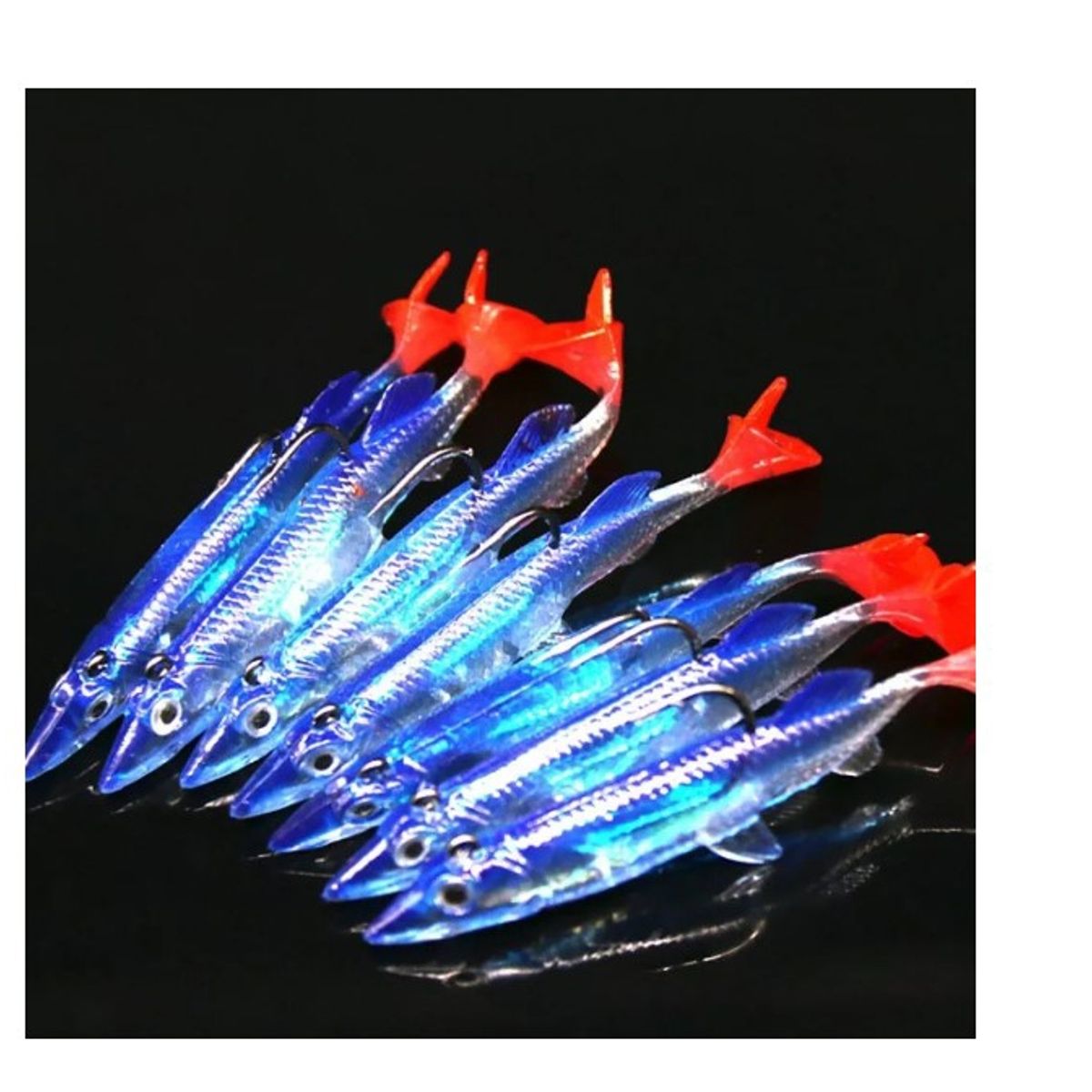 GENERICO - 5 Señuelos Pesca Luminosos Luminoso A Rayas Noches Peces