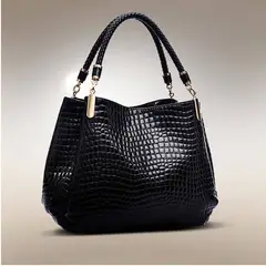 DANWEILE - Bolsos de cuero de grano de cocodrilo - Negro