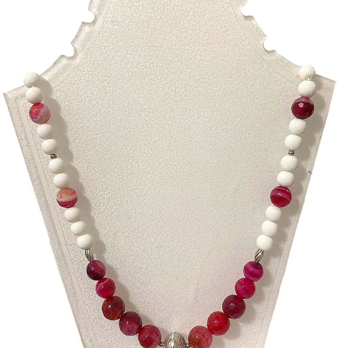 TAETHAI - Collar de plata 925 con Coral Blanco y Ágatas