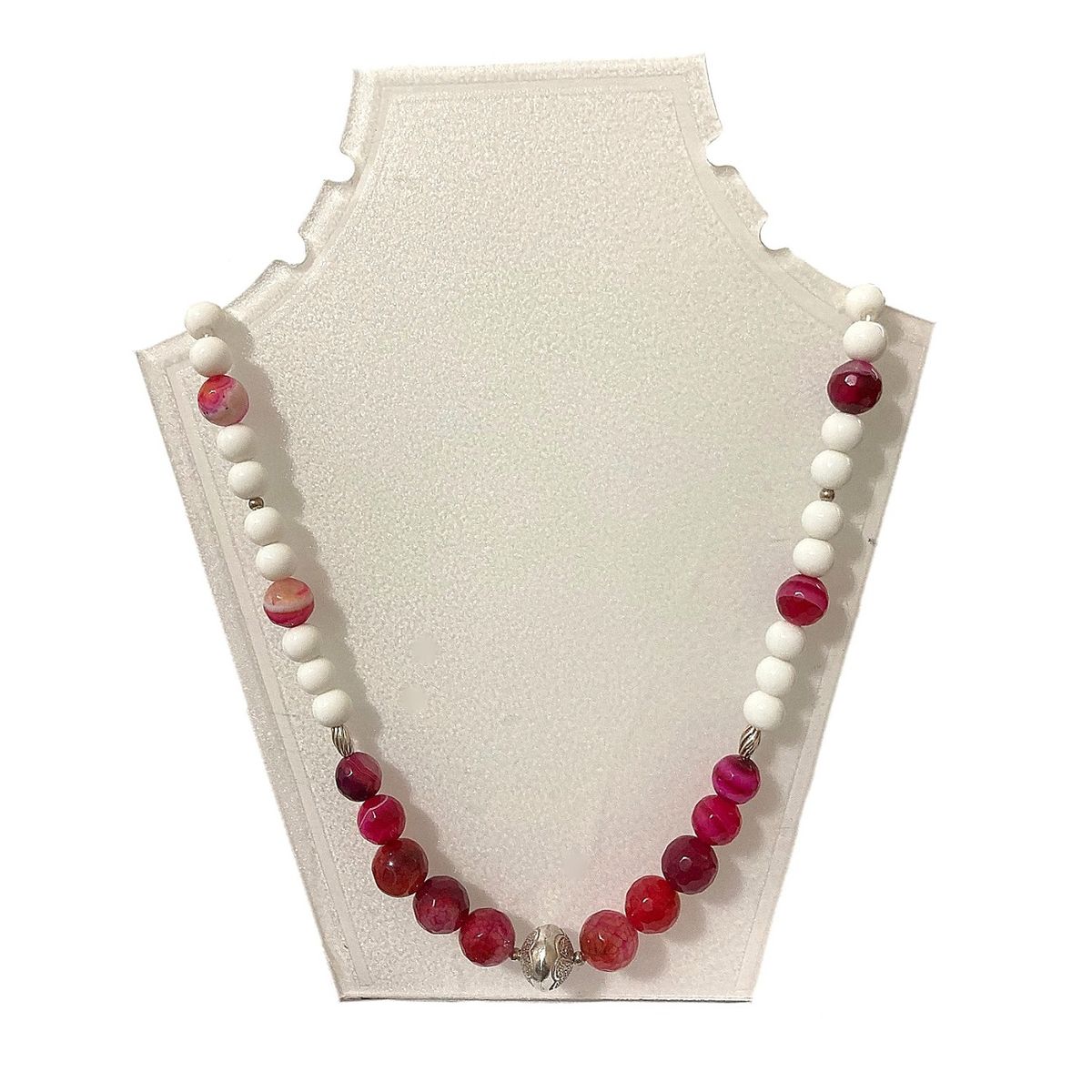 TAETHAI - Collar de plata 925 con Coral Blanco y Ágatas