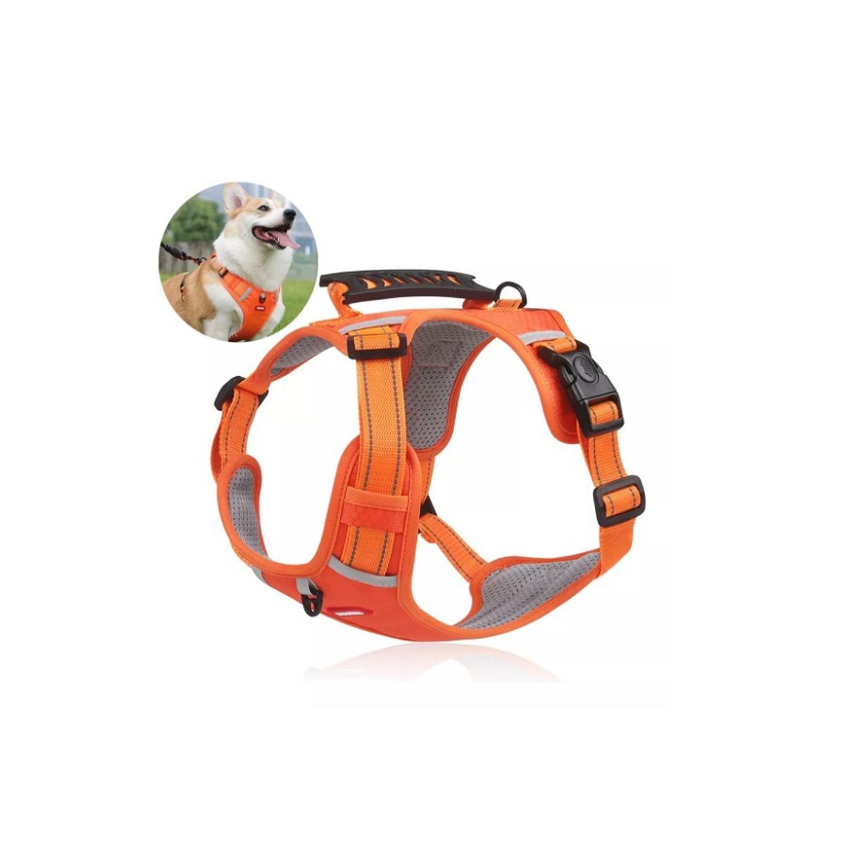 GENERICO - Arnés Reflecantes Ajustable Seguridad Acolchado Perro XL