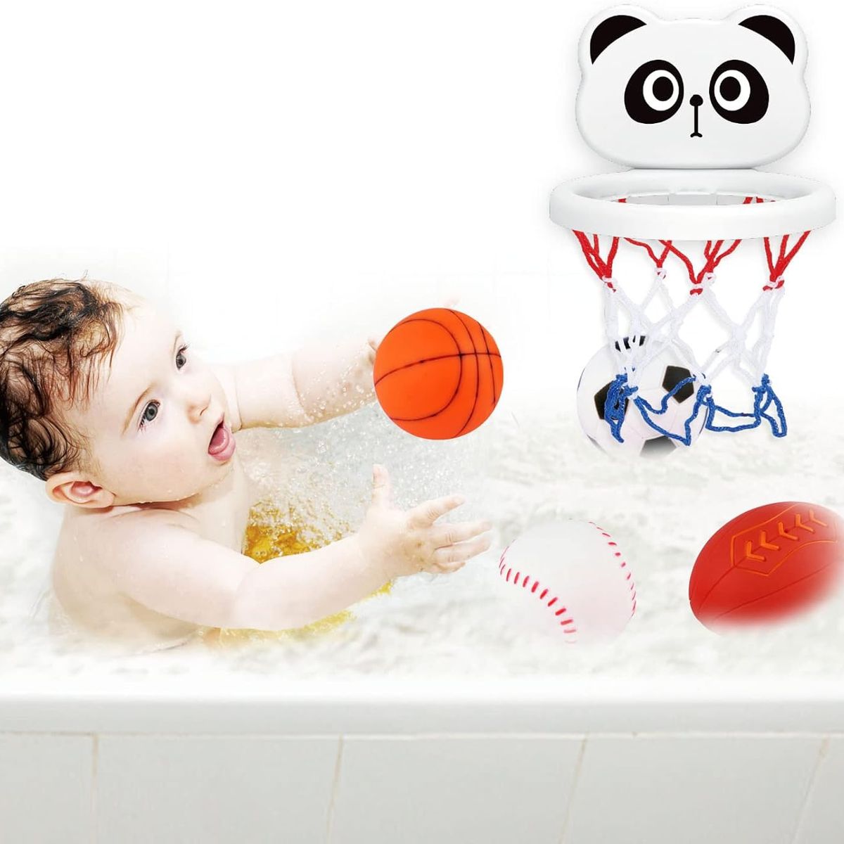 GENERICO - Mini canasta de basket para bañera - Oso panda