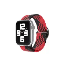 GENERICO - Trenzada Loop Correa Para Apple Watch Correa Negro y Rojo 42 - 49mm