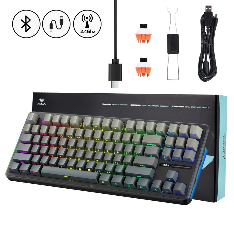 AIZO - Teclado Mecánico Para Jugadores Con Cable Bluetooth F87 Pro
