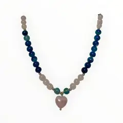 TAETHAI - Collar de plata 925 con piedras Apatita y Cuarzo