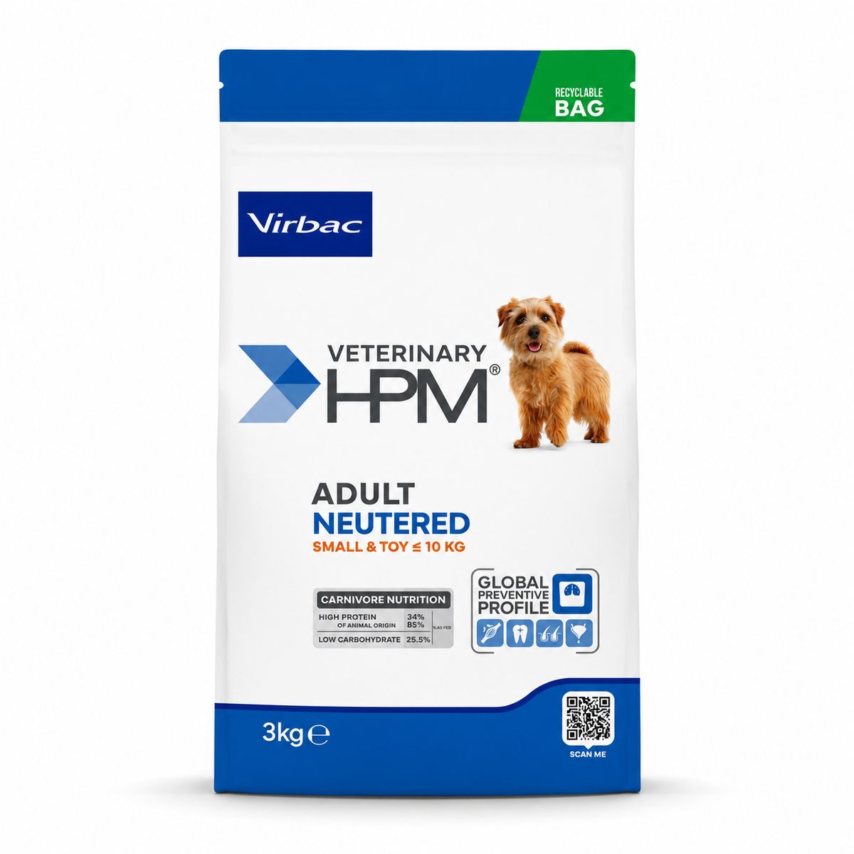 VIRBAC - Virbac HPM Adult Neutered Dog Small & Toy 3 Kg - Alimento para Perros Esterilizados Pequeños